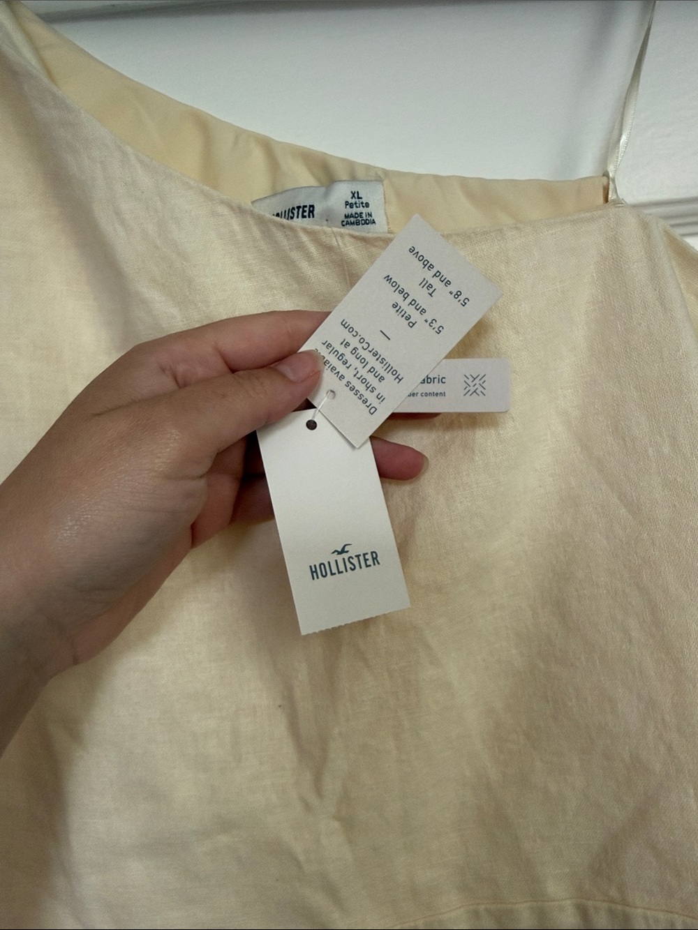 Hollister Linen Blend One-Shoulder Twist Ivory Mini Dress Size XL Petite - Picture 4 of 10